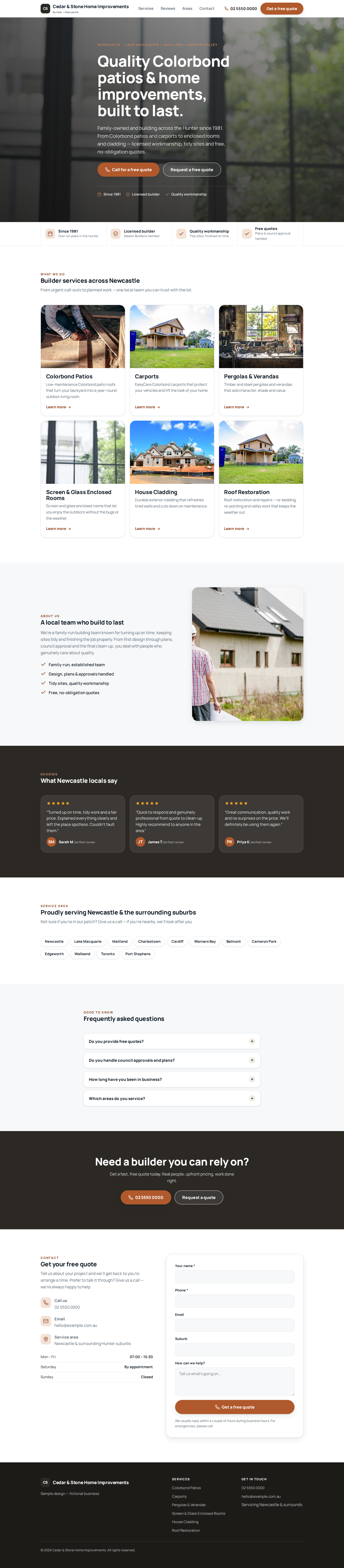 Sample builder website design