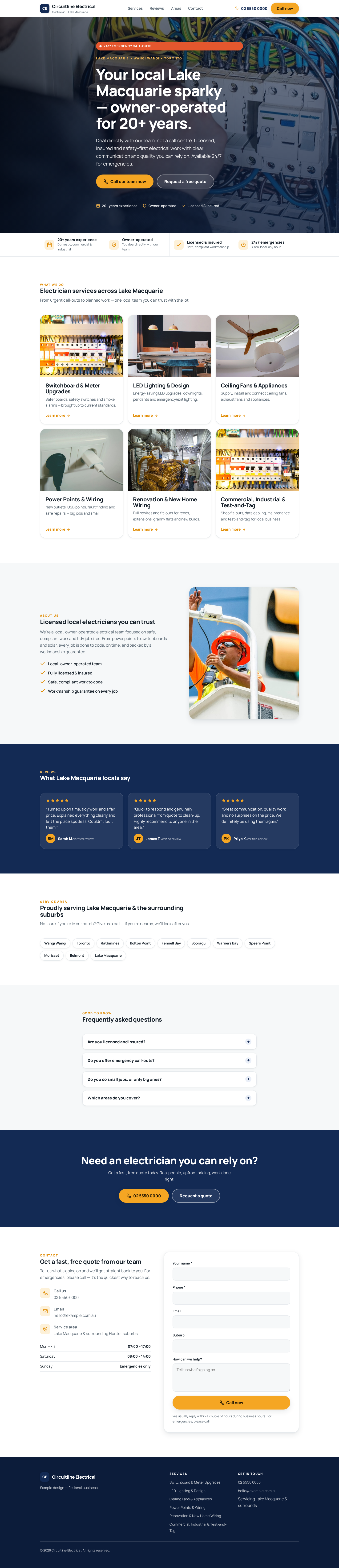 Sample electrician website design