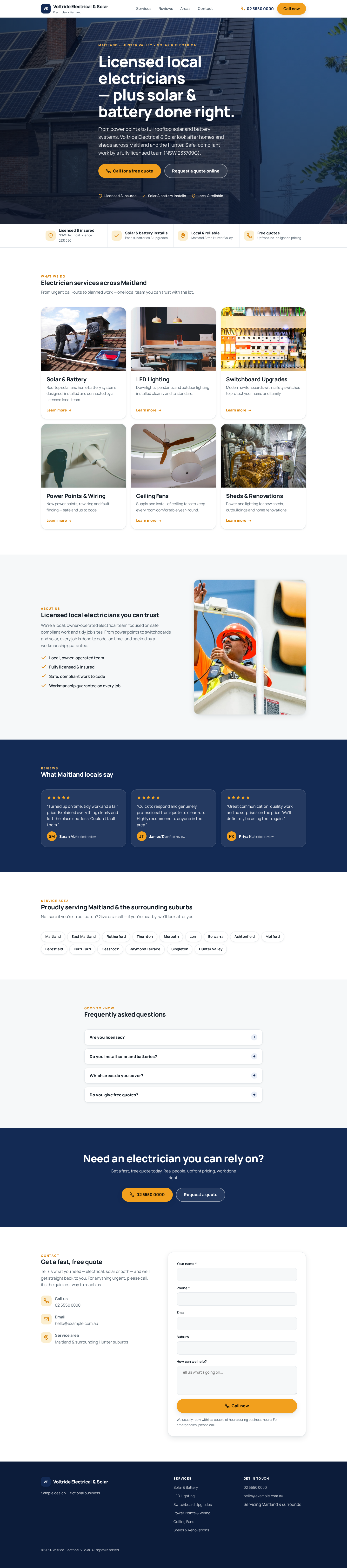 Sample electrician website design