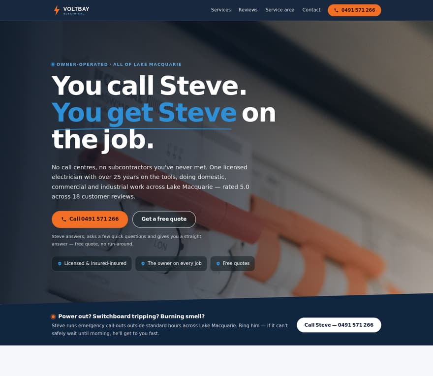 Demo electrician website design